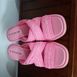 Coach crocheted pink sandals